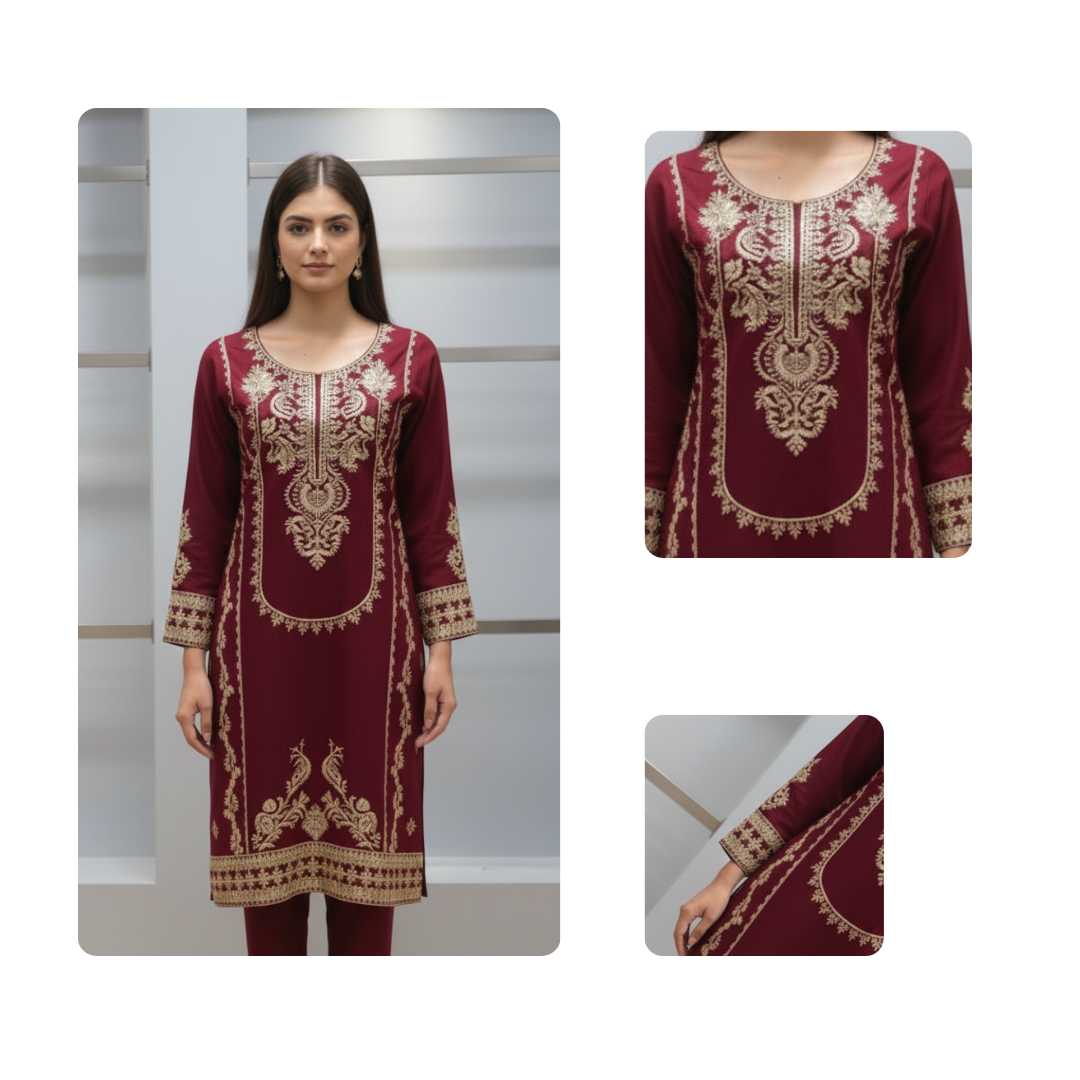 Khaddar embroided