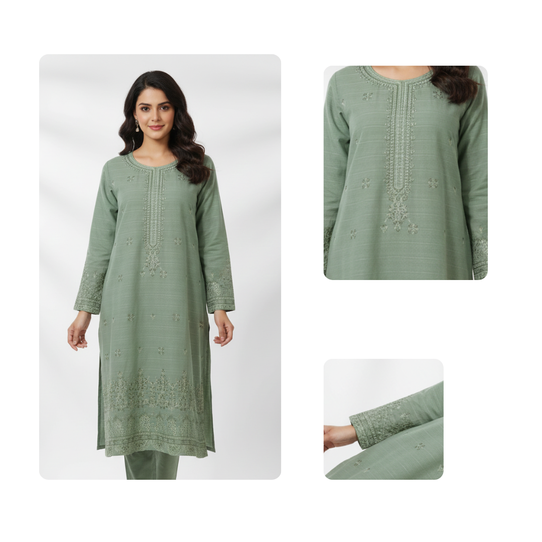 Winter cotton embroided