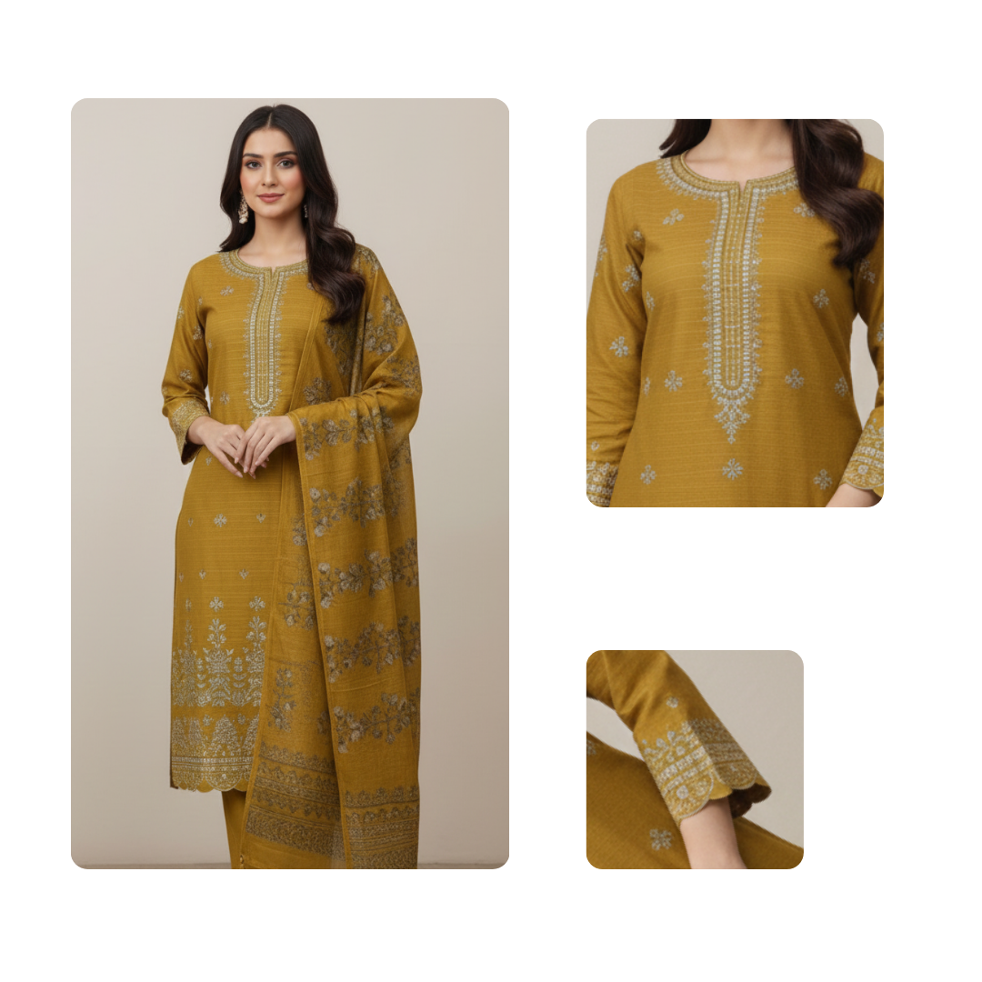 Winter cotton embroided